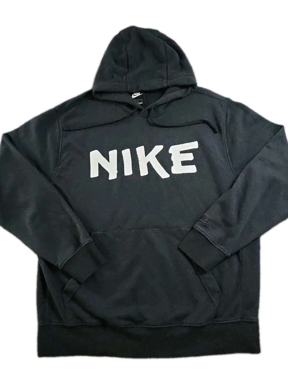 NIKE SPORTSWEAR FLEECE Graphic Black PULLOVER HOODIE Size Large